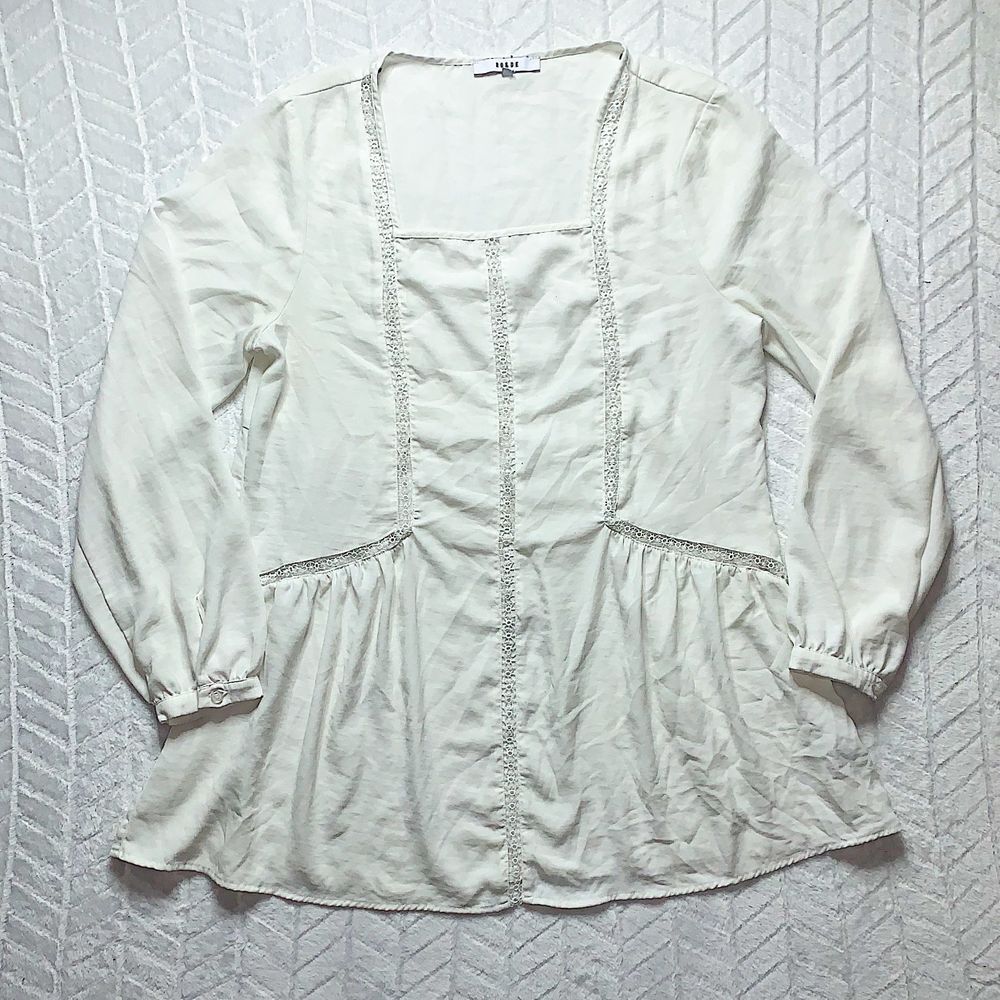 Ro & De Peasant Blouse Long Sleeve Button Cuffs S